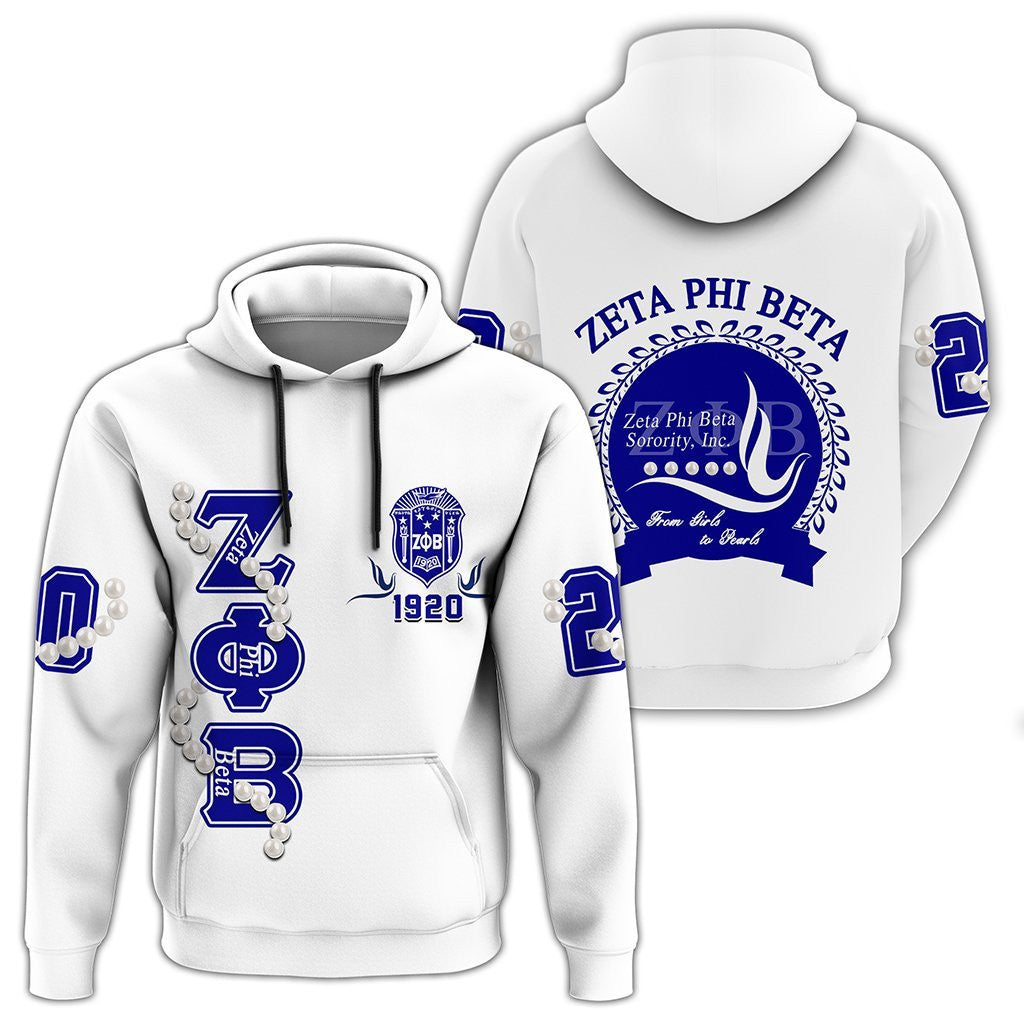 Sorority Hoodie – Zeta Phi Beta Pearl White Pullover Hoodie