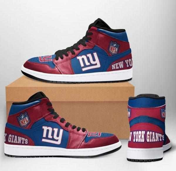 Red Blue Themed New York Giants Football Air Jordan 1 High Printing Shoes Sneaker