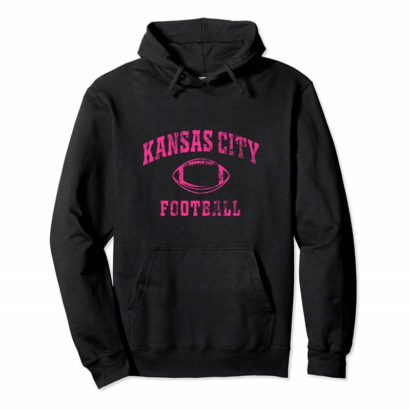 Retro Breast Cancer Awareness Kansas City Football Fan Pullover Hoodie