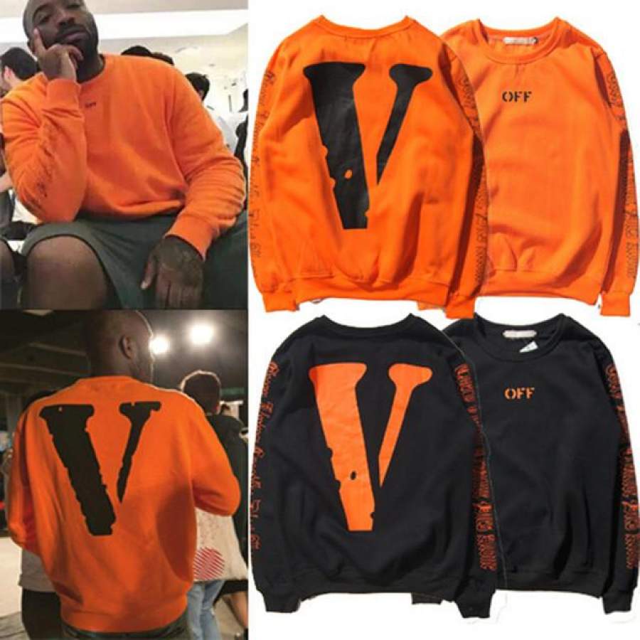 Autumn Vlone Sweatshirts Mens Womens Hip Hop Good Quality Cotton Big V Printing Solid Drake Kanye West Sweater