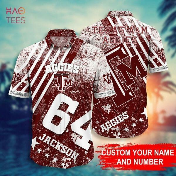 NCCA Texas A&M Aggies Custom Name Number Hawaiian Shirt