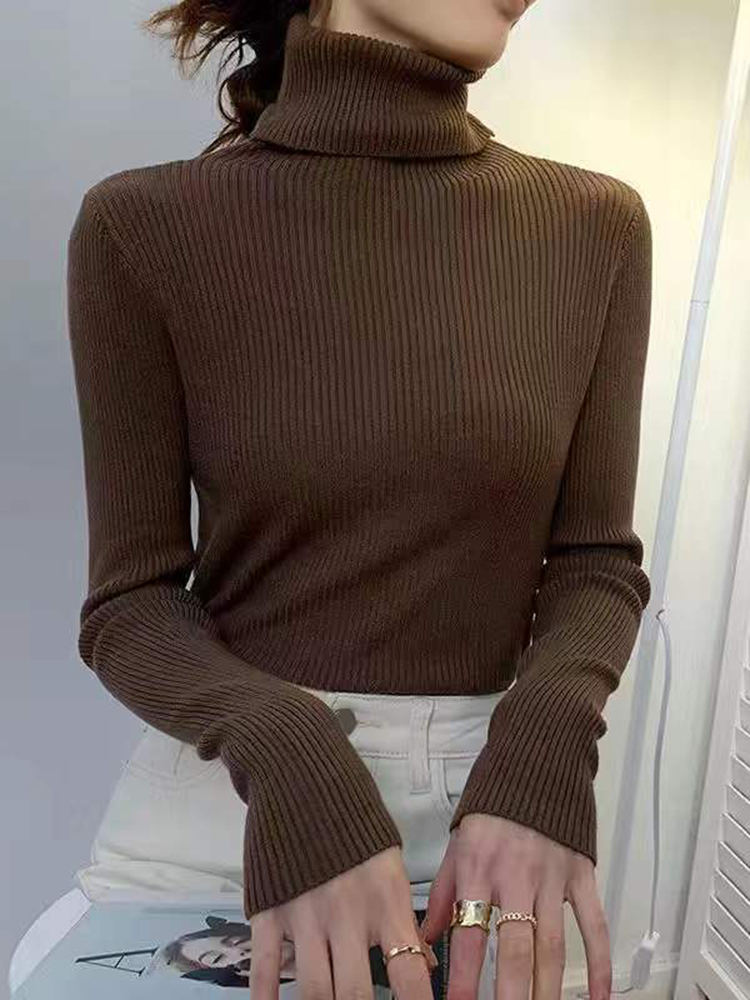 Women Turtleneck Sweater 2022 Autumn Winter Sloid Color Cashmere Sweaters Jumper Female Casual Long-sleeved Bottoming Pullover alx