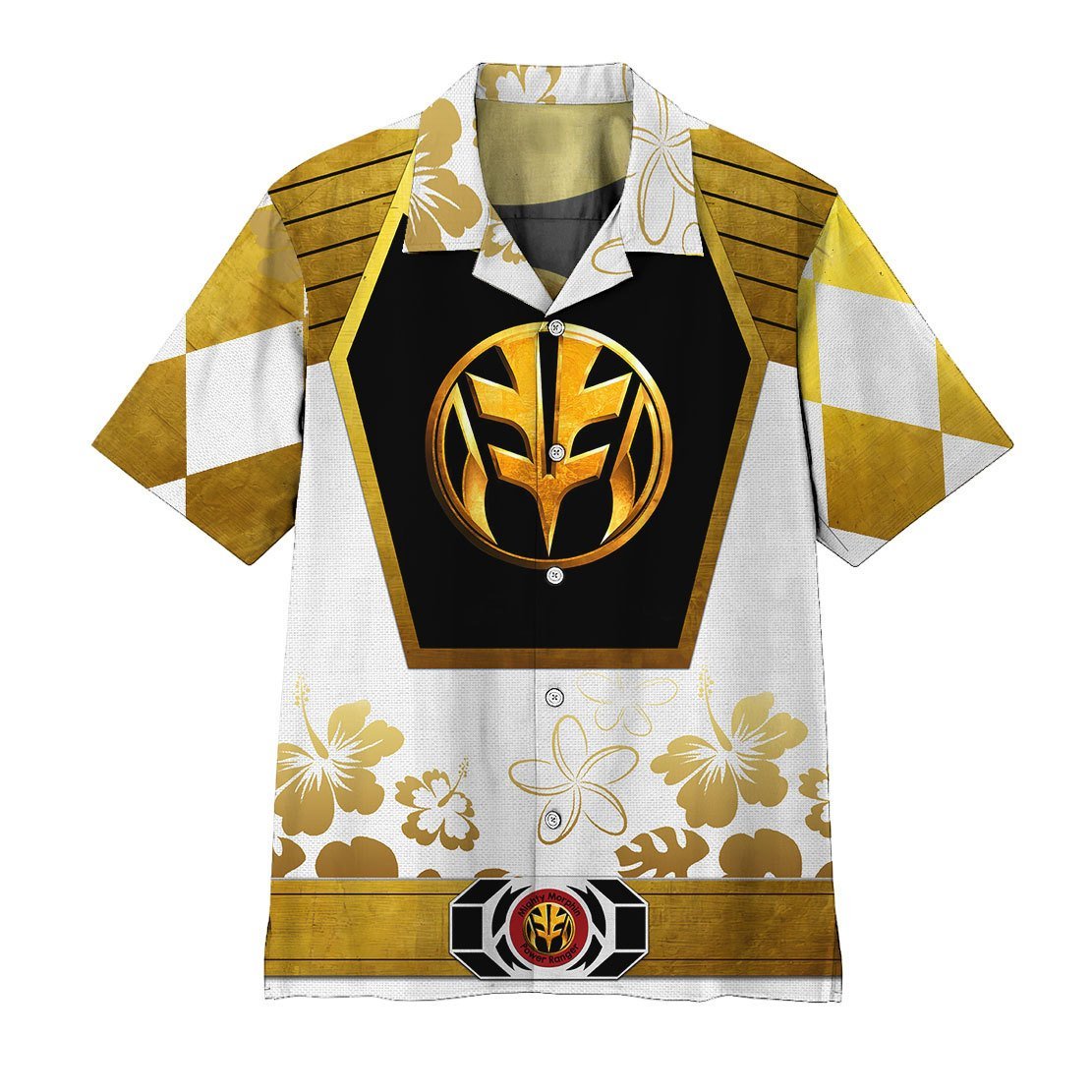 Gearhumans 3D Mighty Morphin Power Ranger White Hawaii Shirt