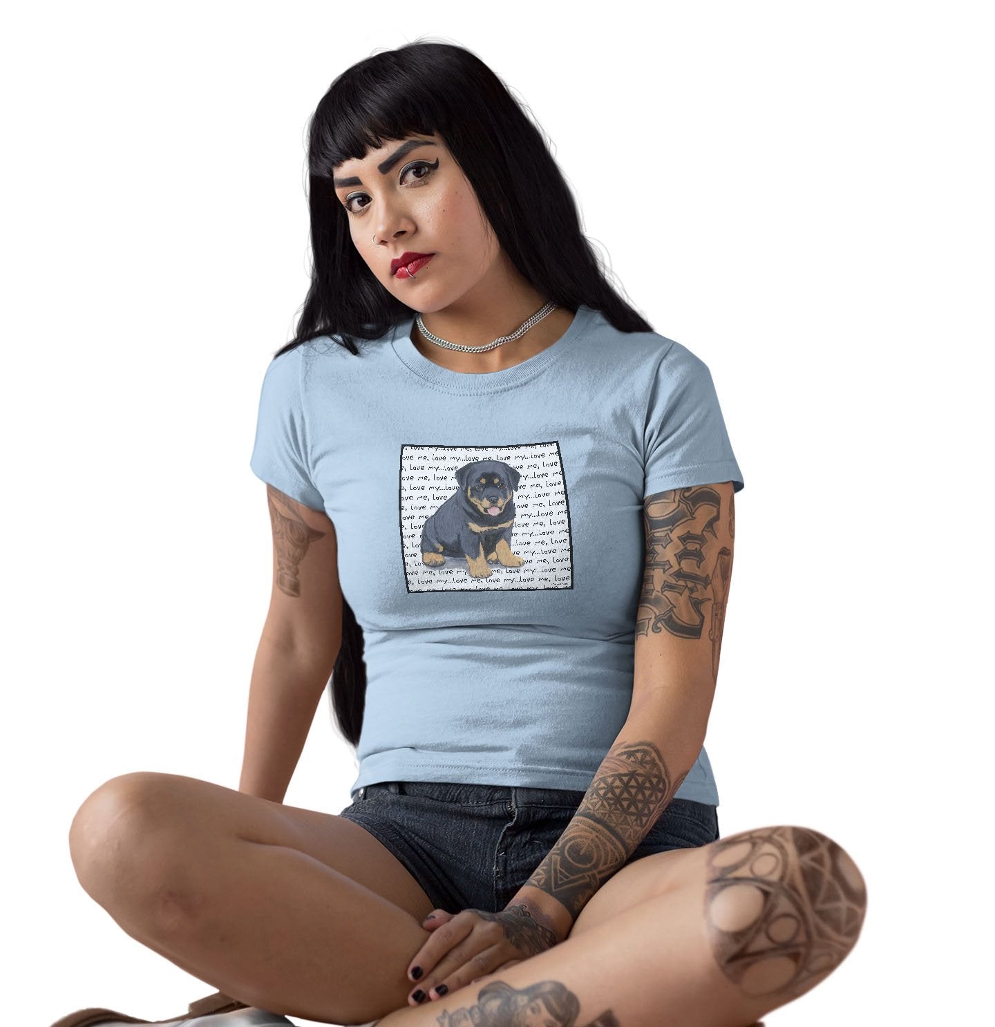 Rottweiler Puppy Love Text – Women’S Fitted T-Shirt