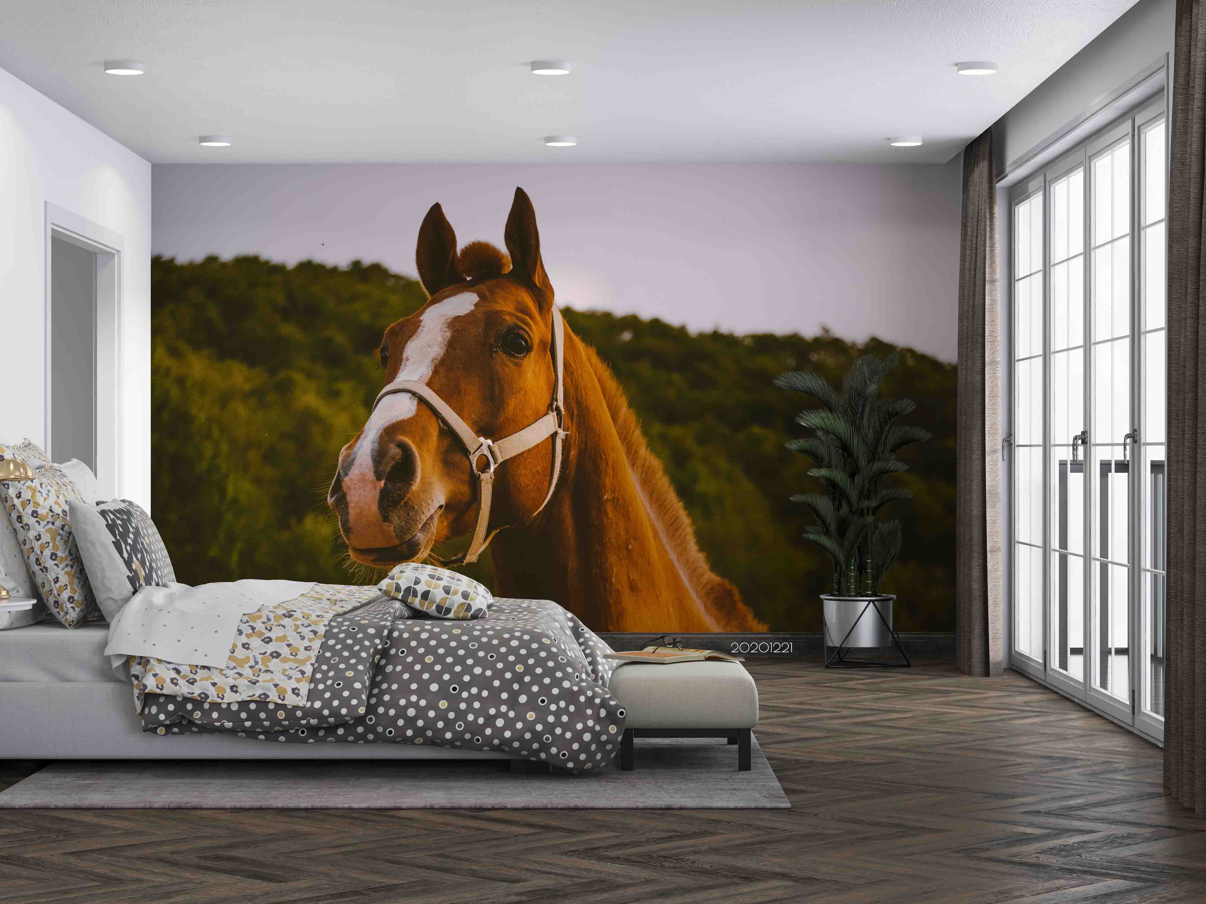 3D Forest Animal Horse Wall Mural Wallpaper Lqh 13