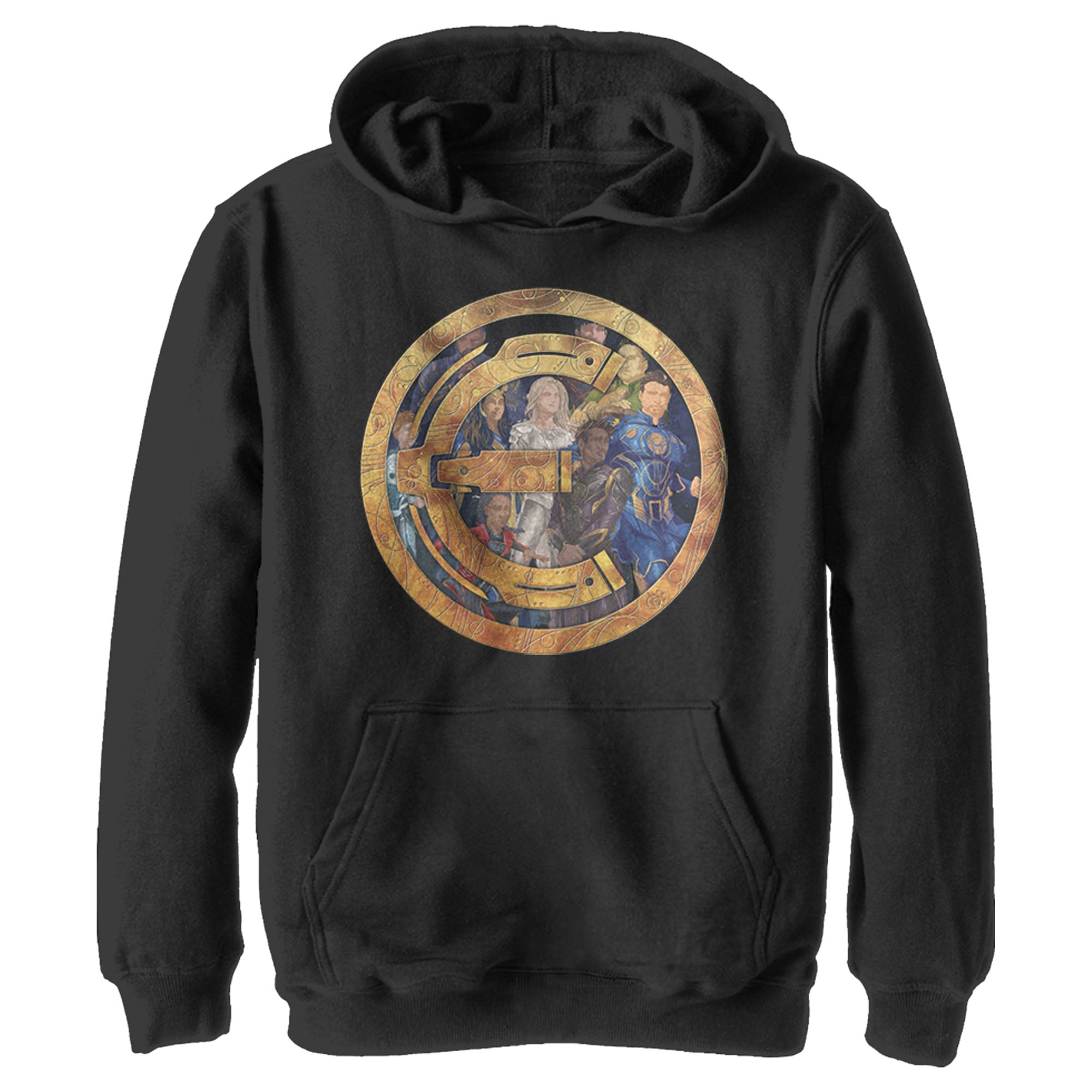 Boy’S Marvel Eternals Group Gold Badge Pull Over Hoodie