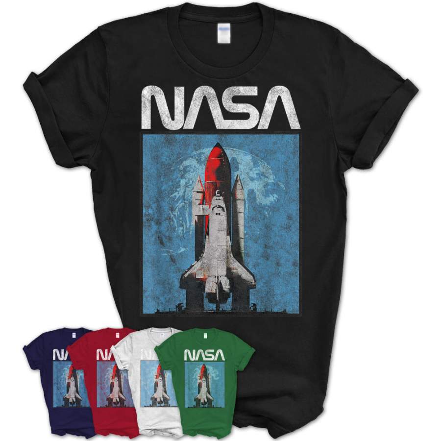 Nasa Logo Shuttle Rocket Ship Poster Style Graphic T-Shirt – Teezou Store