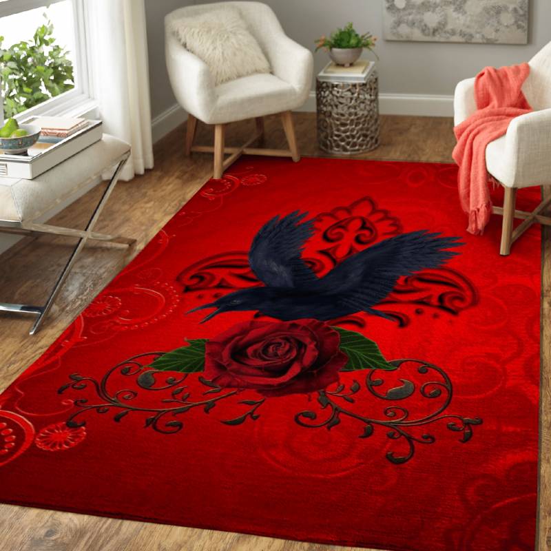 Wonderful crow with roses – Animals Area Rug Carpet