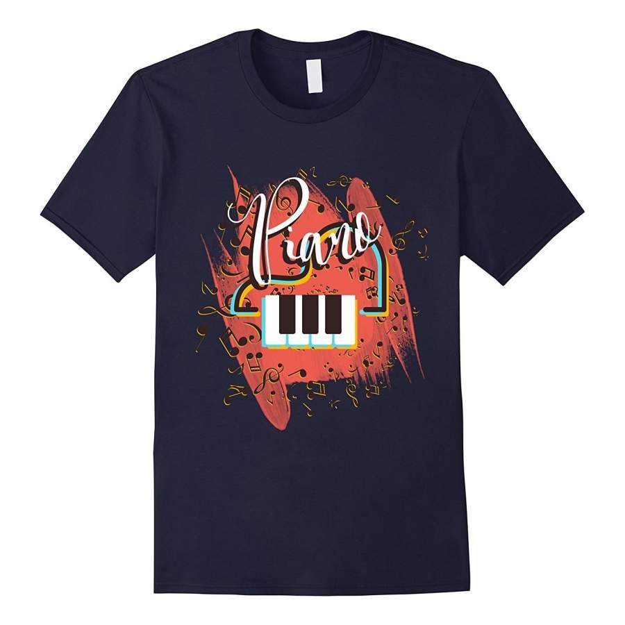 Creative Personality Of Men’S T-Shirt Vintage Piano Letters And Music T-Shirt Funny Musician Gift