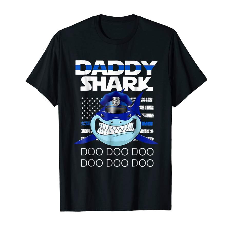 Beautiful Police Daddy Shark Blue Line Unisex T-Shirt, Quotes T Shirt, Funny t shirt