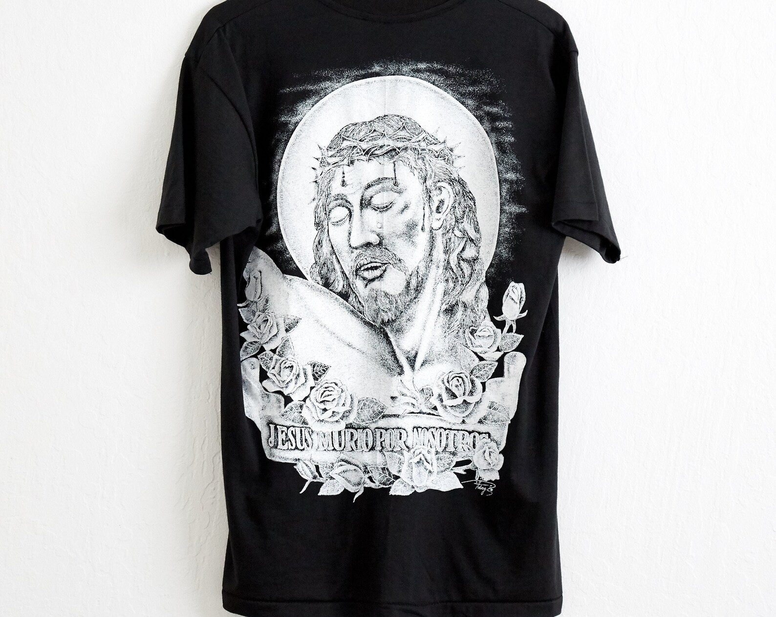 Vtg 1994 Mexican Lowrider Art T Shirt  L Black Tee Deadstock Cholo Hip Hop Rap Tee Catholic Jesus Chicano Cholo Vdag