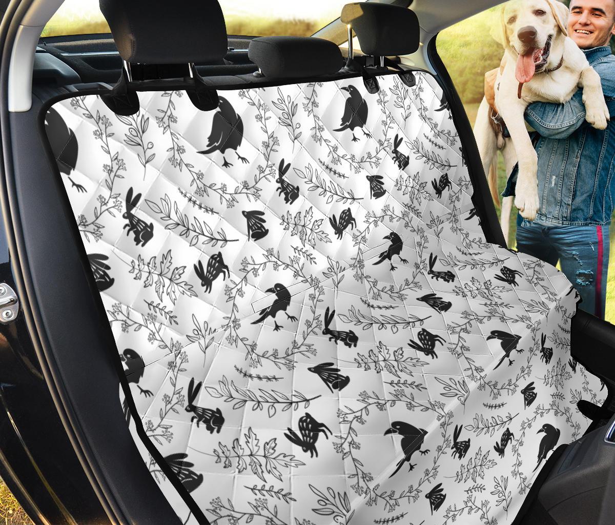 Crows Floral Wreath Rabbit Pattern Dog Car Seat Covers