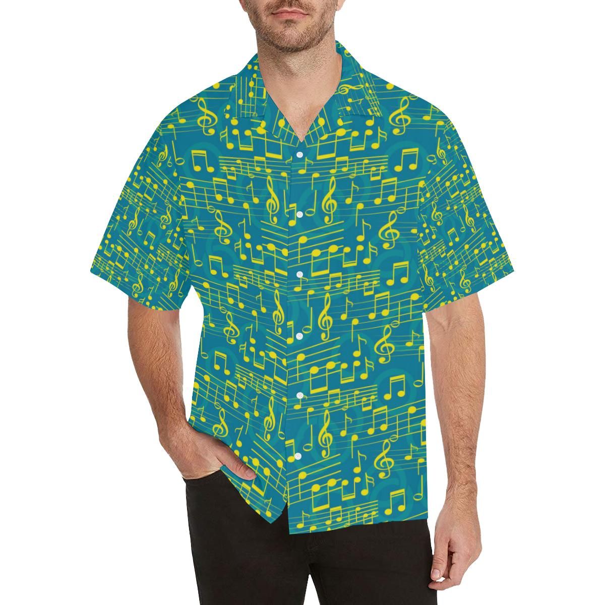 Music Notes Pattern Print Design 05 All Over Hawaii Shirt Ha28096