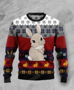 Cute Rabbit Ugly Christmas Sweater, All Over Print Sweatshirt