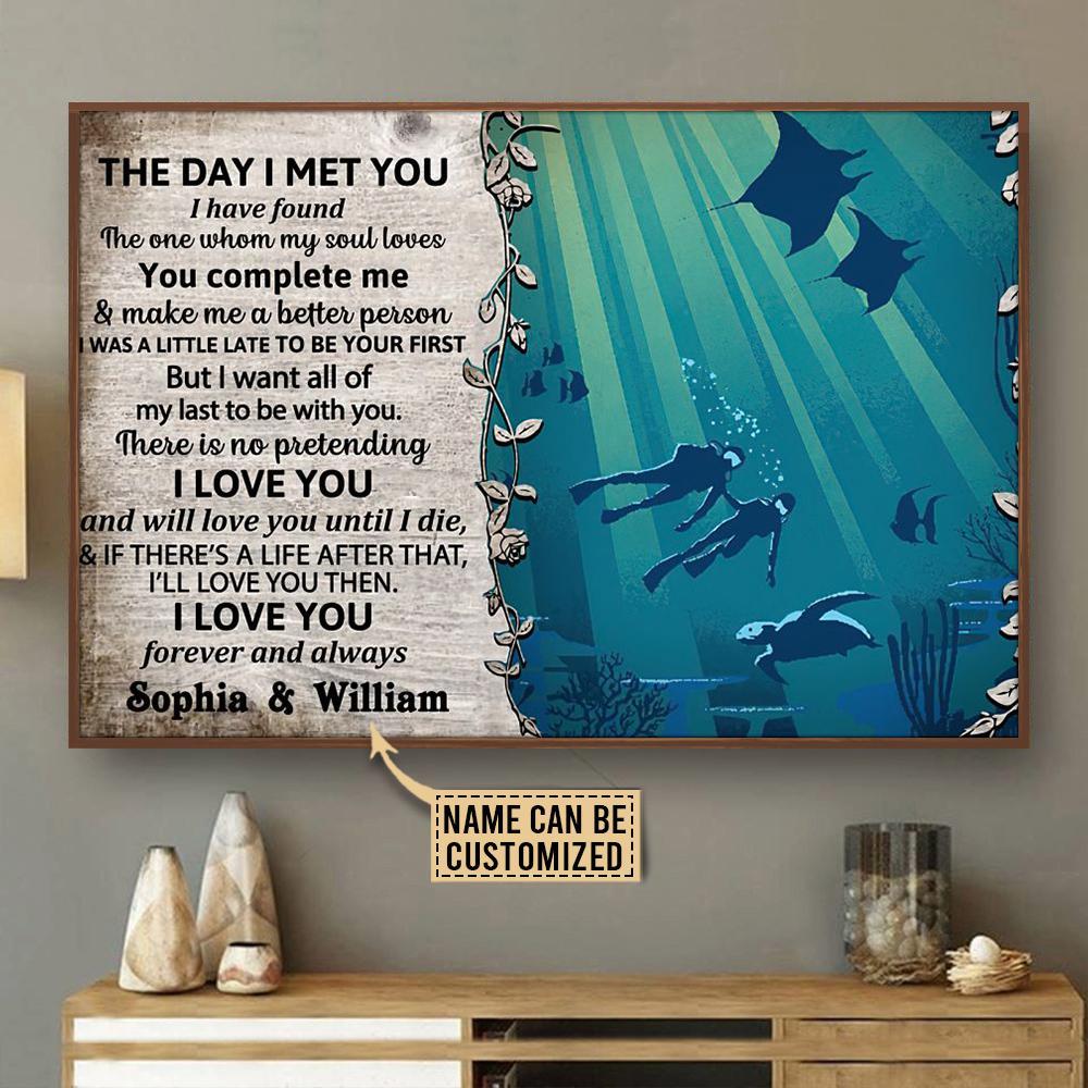 Aeticon Gifts Personalized Scuba Diving The Day I Met You Canvas Mom Dad Gift Home Decor