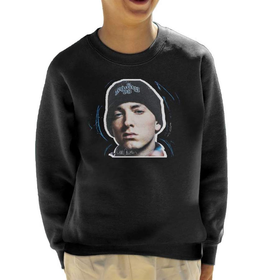 Sidney Maurer Original Portrait Of Eminem Shady Hat Kid’s Sweatshirt