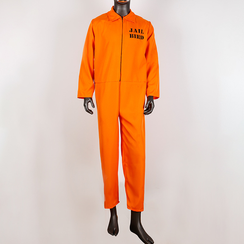 American Prisoner Costume Cosplay Costume Halloween Men’s Adult Prison Uniform Cosplay Jumpsuit Orange Prison Uniform alx