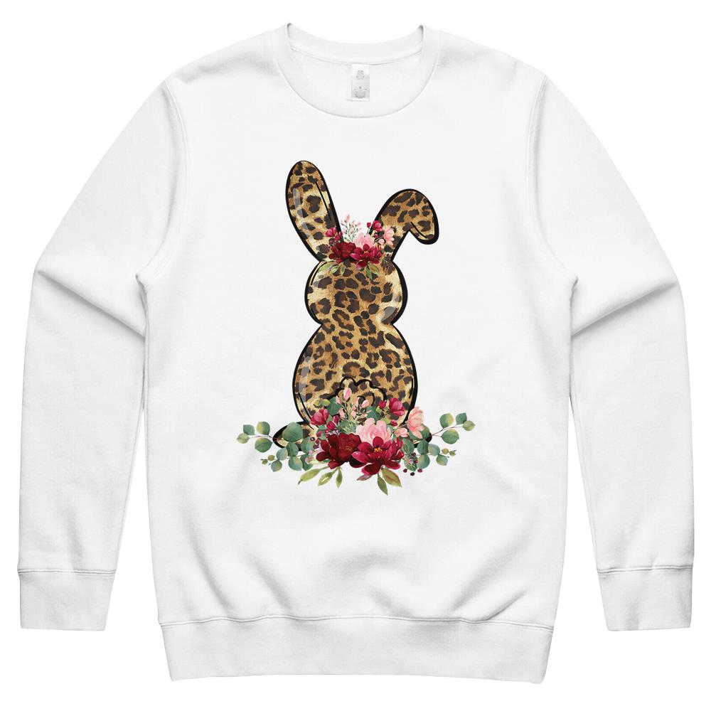 Bunny Leopard Print Rabbit Cute Easter Crewneck Sweatshirt