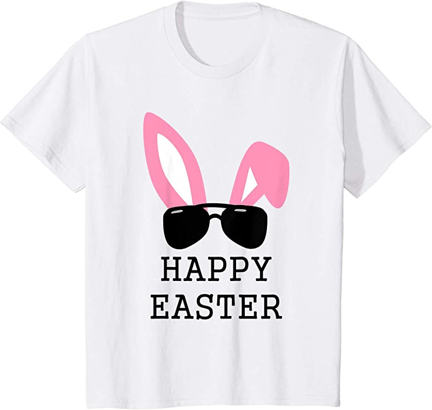 Kids Bunny Ear Headband Happy Easter T Shirt Baby Girl Toddler