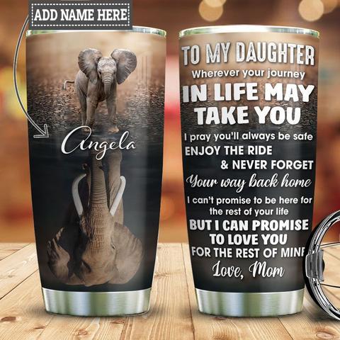 Personalized Elephant Mom To Daughter Stainless Steel Tumbler, Personalized Tumblers, Tumbler Cups, Custom Tumblers