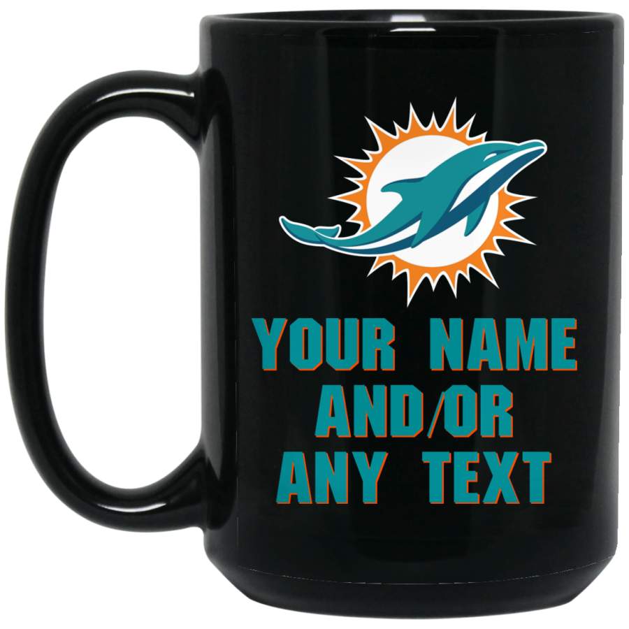 Personalized Miami Dolphins Logo Example BM15OZ 15 oz. Black Mug