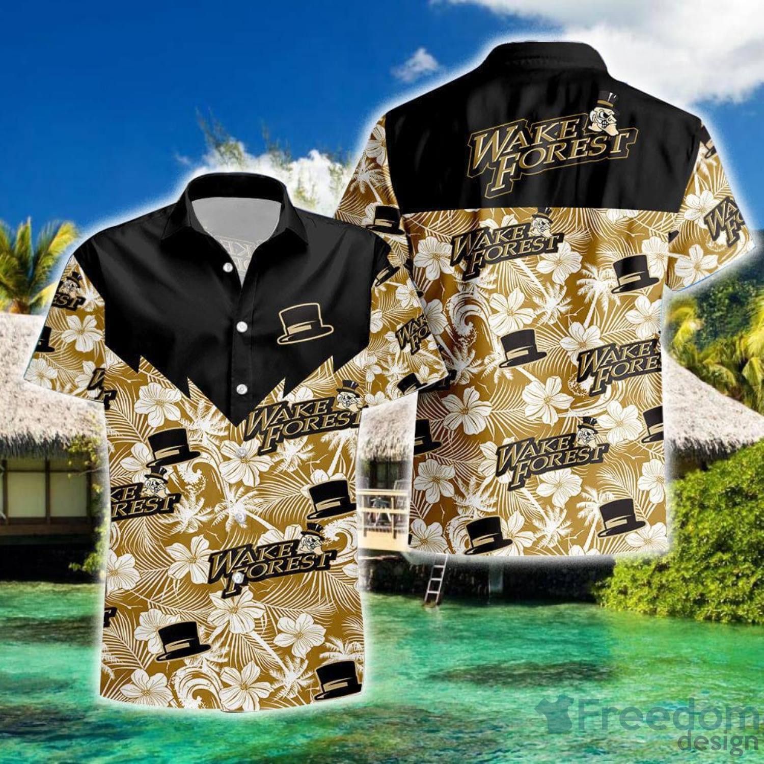 NCCA Wake Forest Demon Deacons Tropical Seamless Hawaiian Shirt