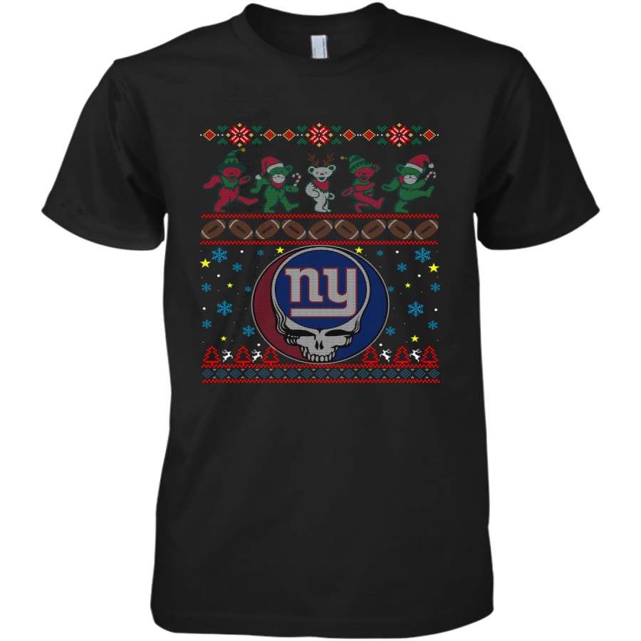 New York Giants Christmas Grateful Dead Jingle Bears Football Ugly Sweatshirt Mens Premium T-Shirt