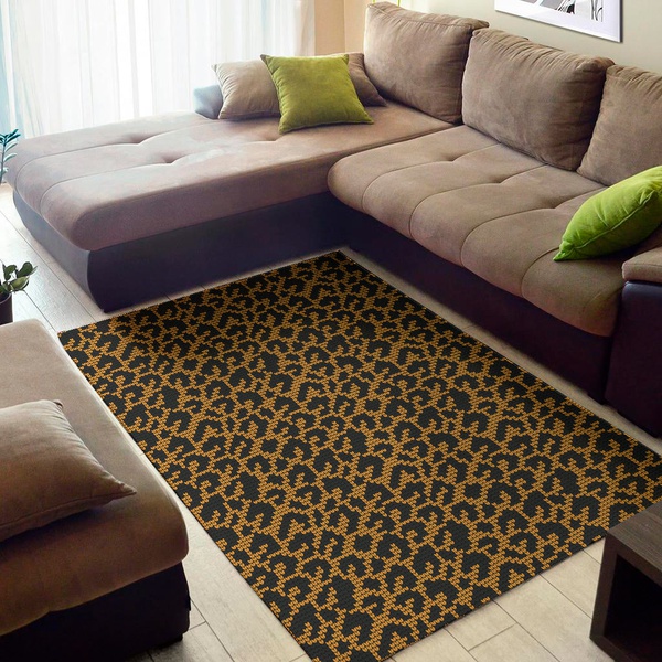 Wild Leopard Knitted Pattern Print Area Rug