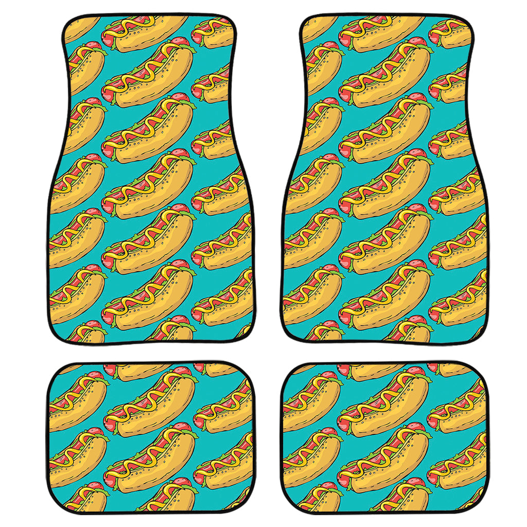 Drawing Hot Dog Pattern Print Front And Back Car Floor Mats, Front Car Mat