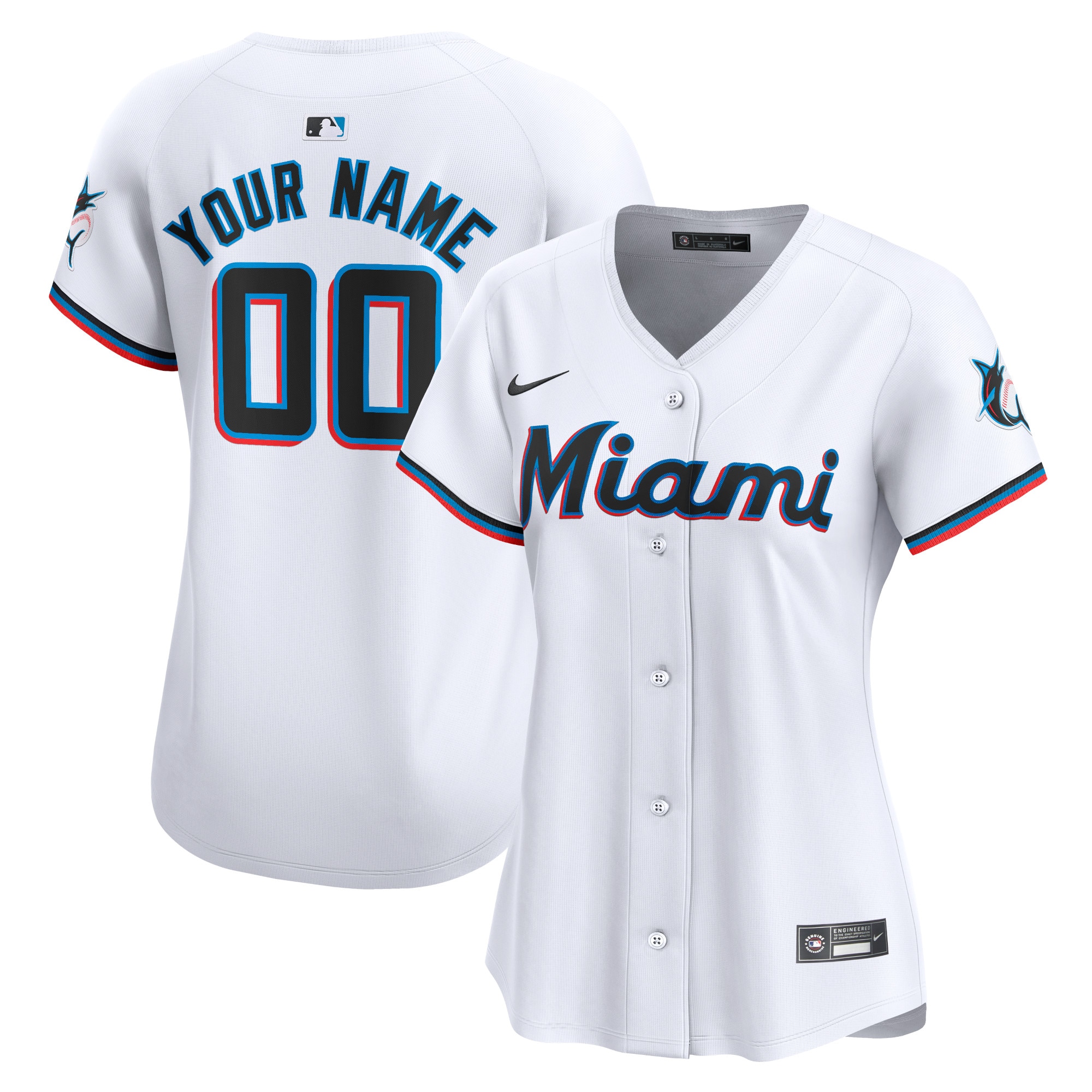 Miami Marlins Women's Home Limited Custom Jersey – White