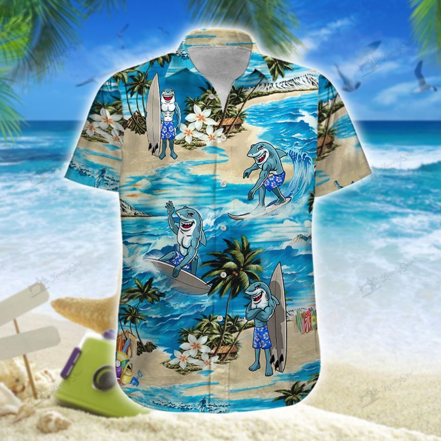 Shark On The Beach Hawaii Men-Women Shirt & Shorts BIT21061805-BIO21061805