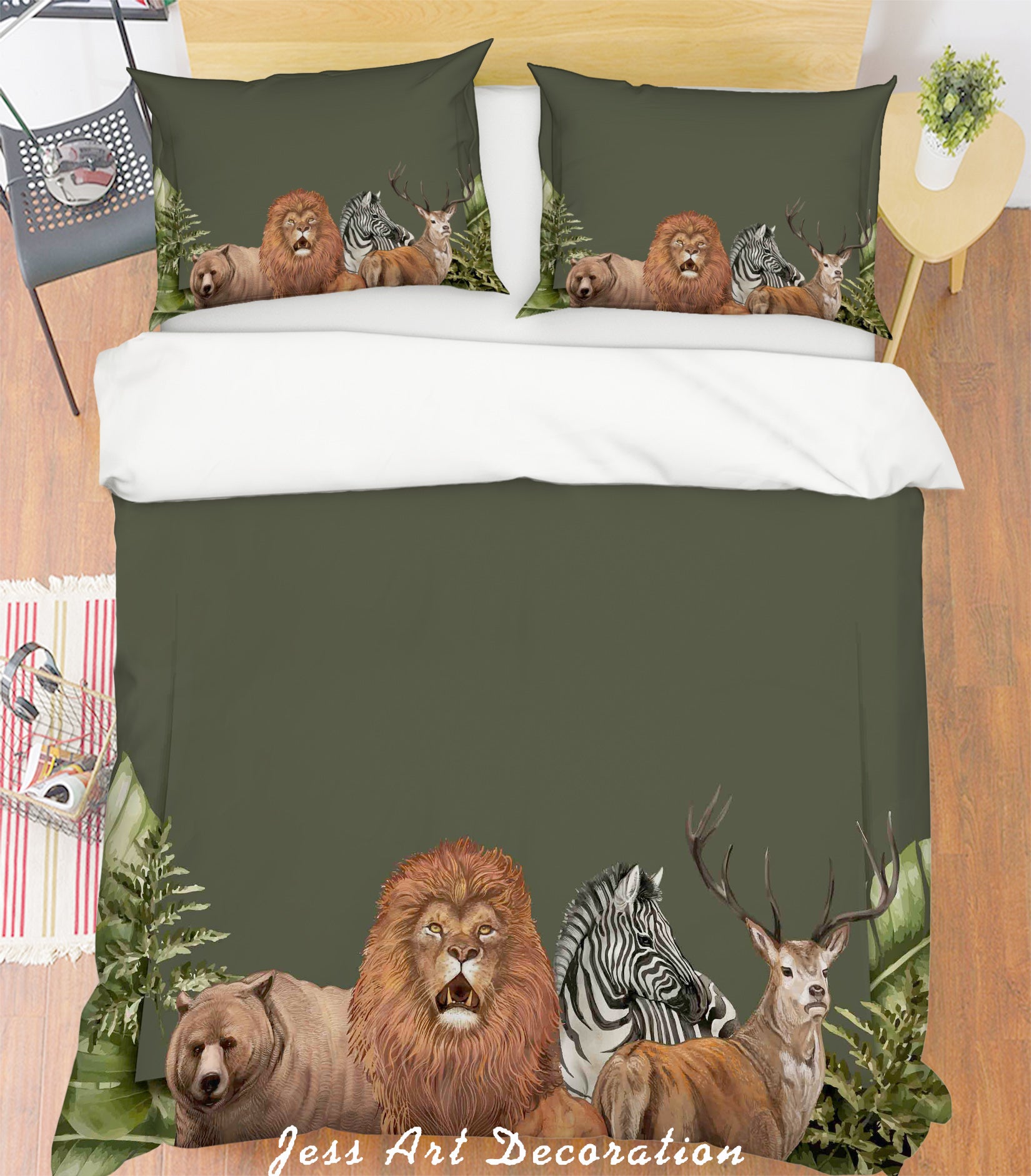 3D Animal Green Quilt Cover Set Bedding Set Pillowcases 184