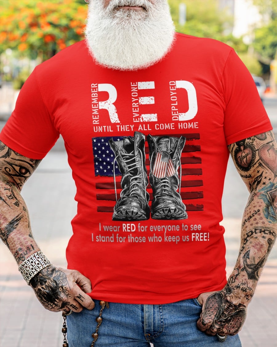 On Friday We Wear Red American Flag Military Supportive T-Shirt