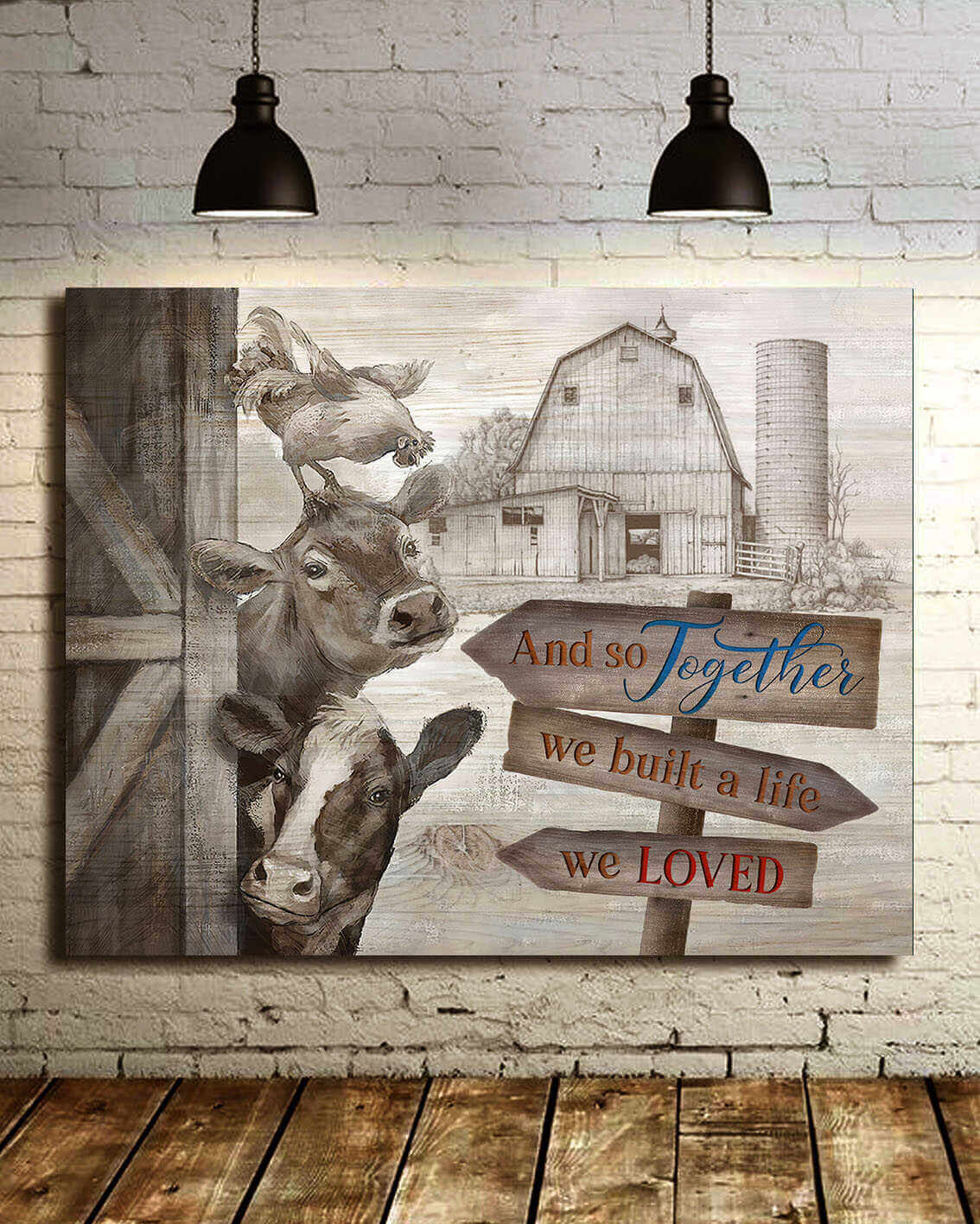 Top 5 Beautiful Farm Animals Wall Art Decor Together We Built A Life We Loved Canvas