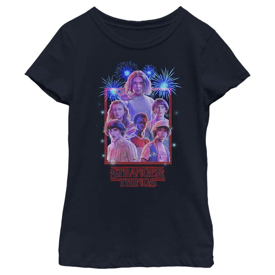 Stranger Things Girl’s Fourth of July  Character Frame  T Shirt