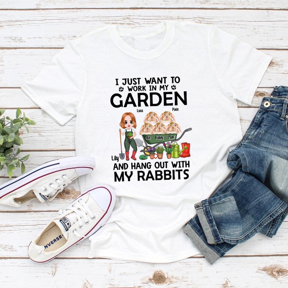 Up To 5 Rabbits I Just Want To Work In My Garden – Personalized Shirt For Him, Her, Rabbit Lovers, Gardener