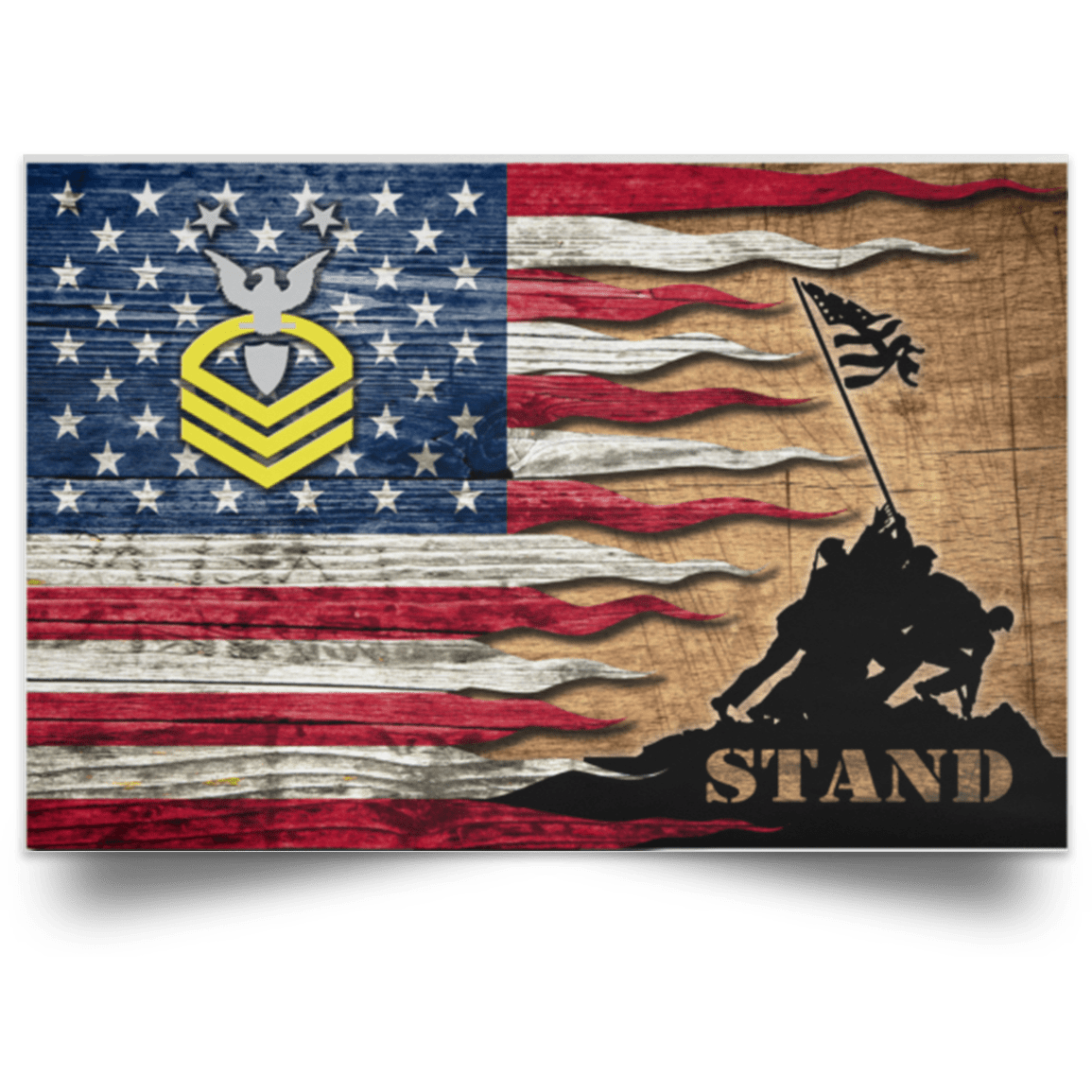 US Coast Guard E-9 Command Master Chief Petty Officer E9 CMC Chief Petty Officer Stand For The Flag Satin Landscape Poster