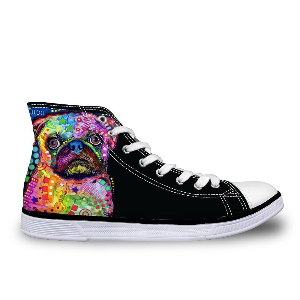 Amazing Colorful High Top Women 3D Dog Print Shoes
