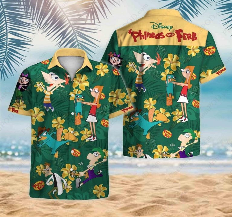 Phineas And Ferb Tropical Forest All Over Print Hawaii Shirt Green Ha67078