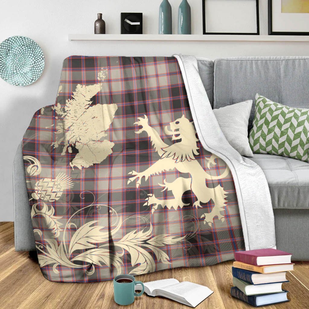 Tartan Blanket Macpherson Hunting Ancient Tartan Scotland Lion Thistle Map Plaid Blanket