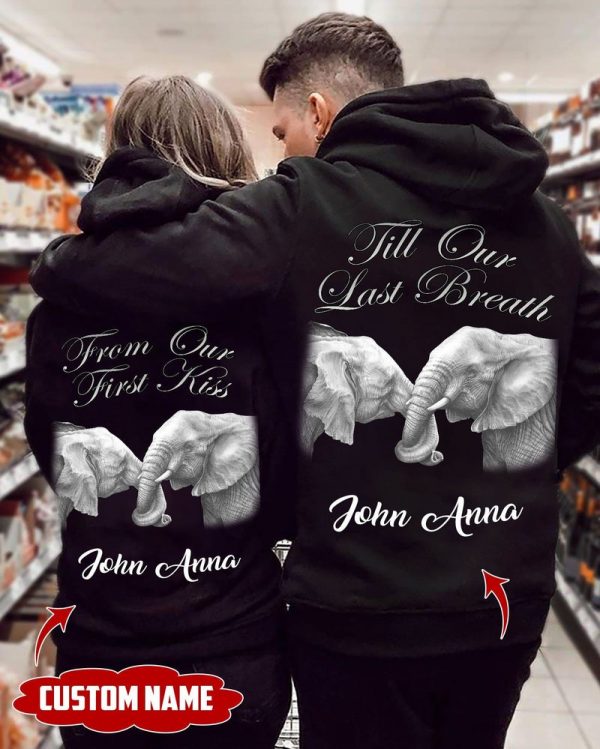 Personalized Till Our Last Breath Elephants Couple Hoodie Couple Elephants