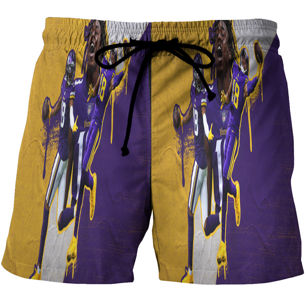 Minnesota Vikings Justin Jefferson 18 3D All Over Print Summer Beach Hawaiian Short