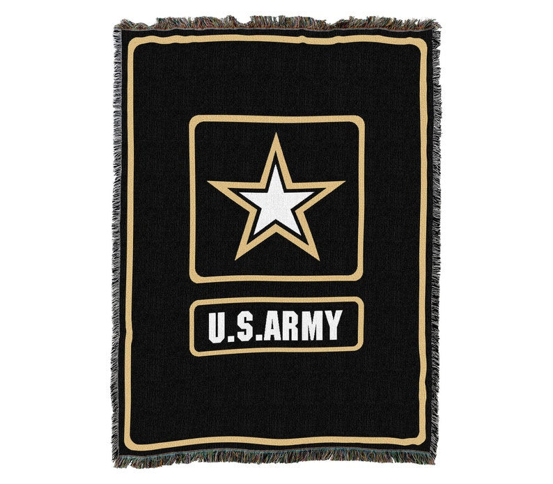 Us Army Star Logo Black Vintage Retro Style Couch Sofa Blanket,  Woven Throw Blanket Home Decor