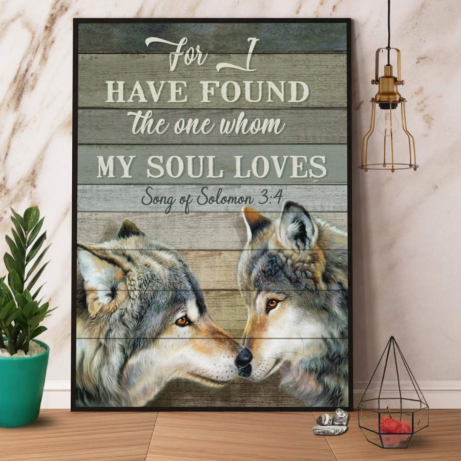 Wolf couple for a have found the one whom my soul loves wild animal lovers paper poster no frame/ wrapped canvas wall decor