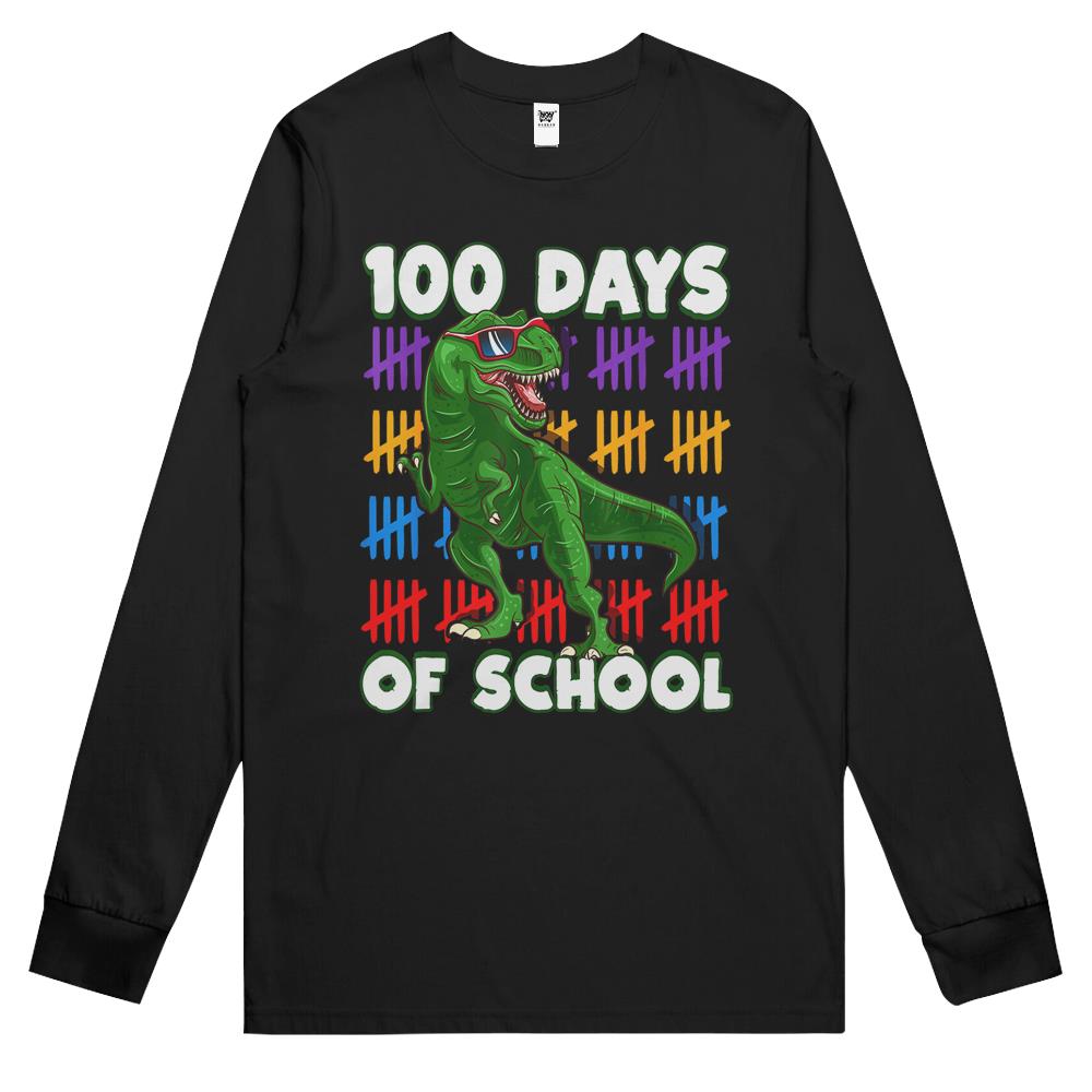 100 Days Of School 100Th Day Dino Long Sleeve T Shirts