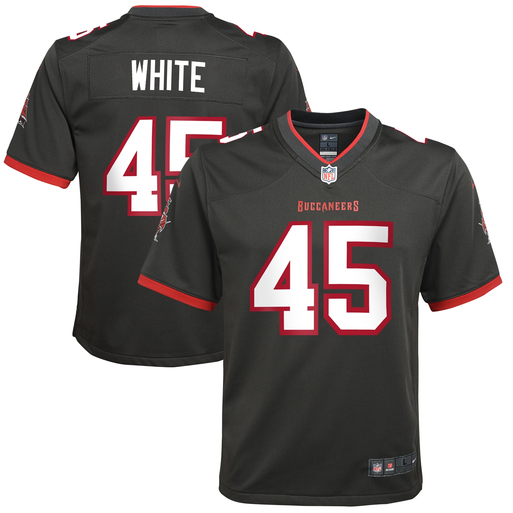 Youth Tampa Bay Buccaneers Devin White Pewter Game Jersey