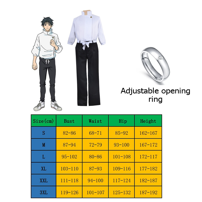 Anime Jujutsu Kaisen Cosplay Yuta Okkotsu Cosplay Costume Uniforms Rings Tops + Pants + Belt Halloween Party Men Women alx