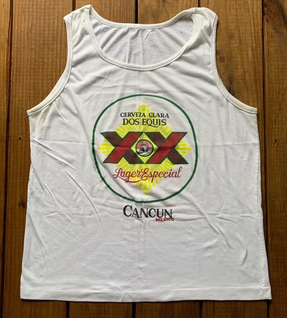 Vintage 90S Dos Equis Special Lager Cancun Mexico White Arge Shirt