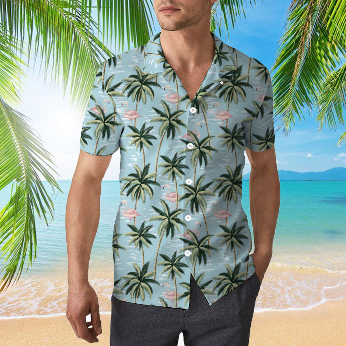 Flamingo And Palm Tree Hawaii Shirt For Men Women Adult Ha62829