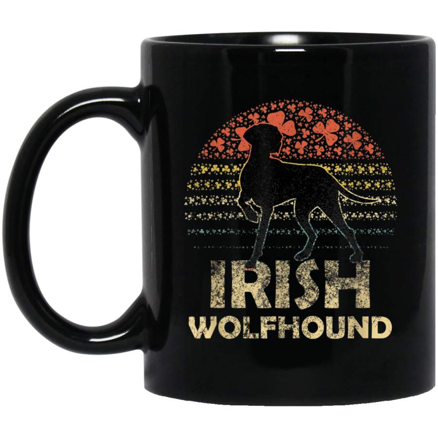 Irish Wolfhound Shamrocks Vintage Funny St Patricks Day Mug